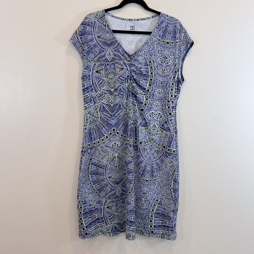 Title Nine Travel Dress Athletic Purple Geometric Tribal Print Knit Stretch XL